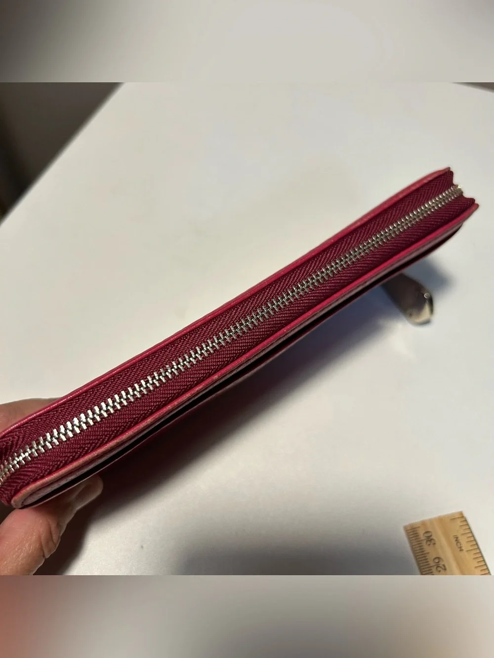 Paul Smith Fuchsia Pebbled Leather Zip Around Wallet
